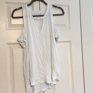 white cold shoulder top